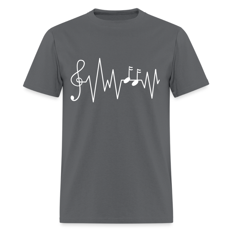 Charcoal Ink & Harmony t-shirt with a music-inspired graphic.