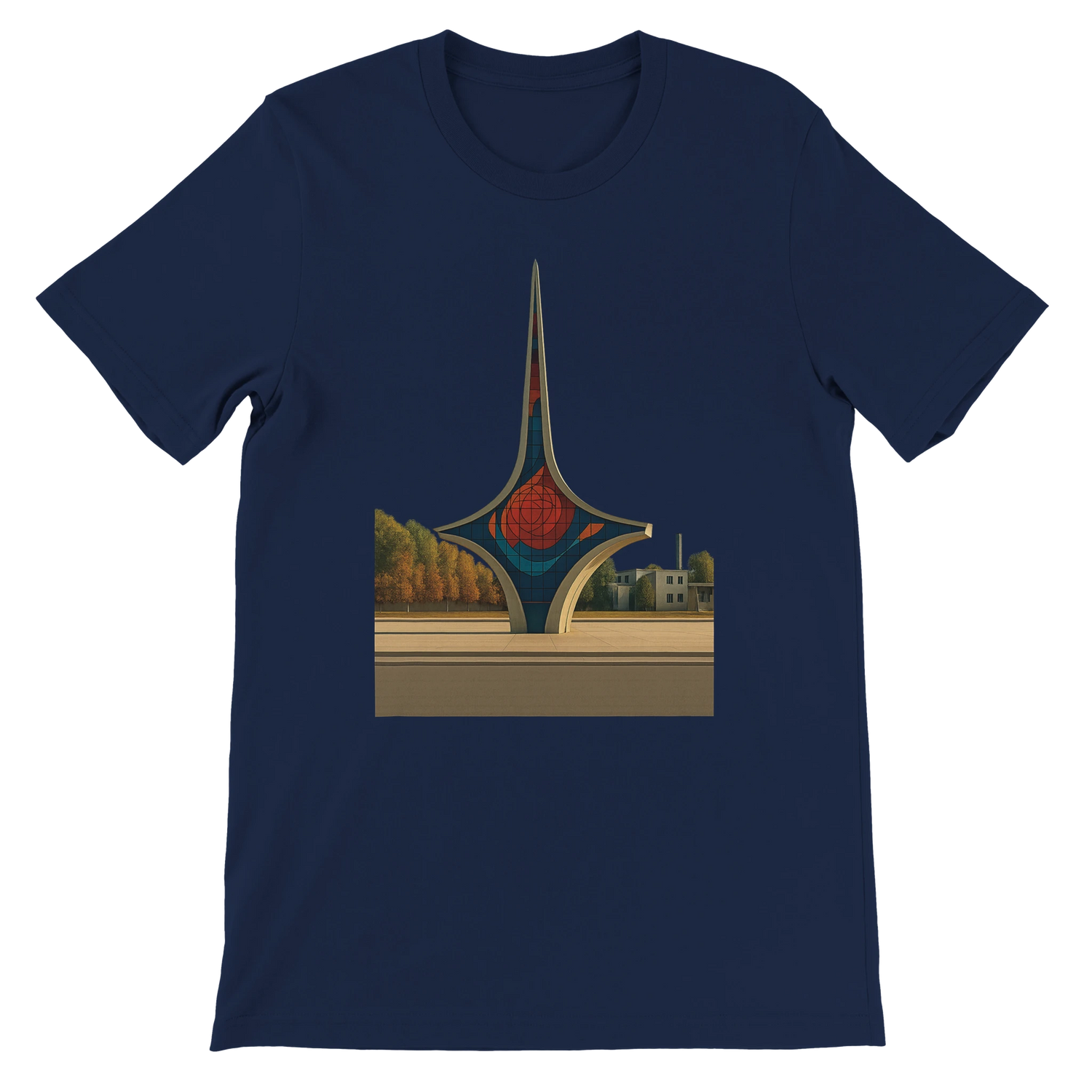 Navy Umawyeen Damascus Sword Animated Style T Shirt with detailed Damascus sword animated art premium cotton unisex streetwear tee for travelers global culture enthusiasts and heritage art clothing lovers