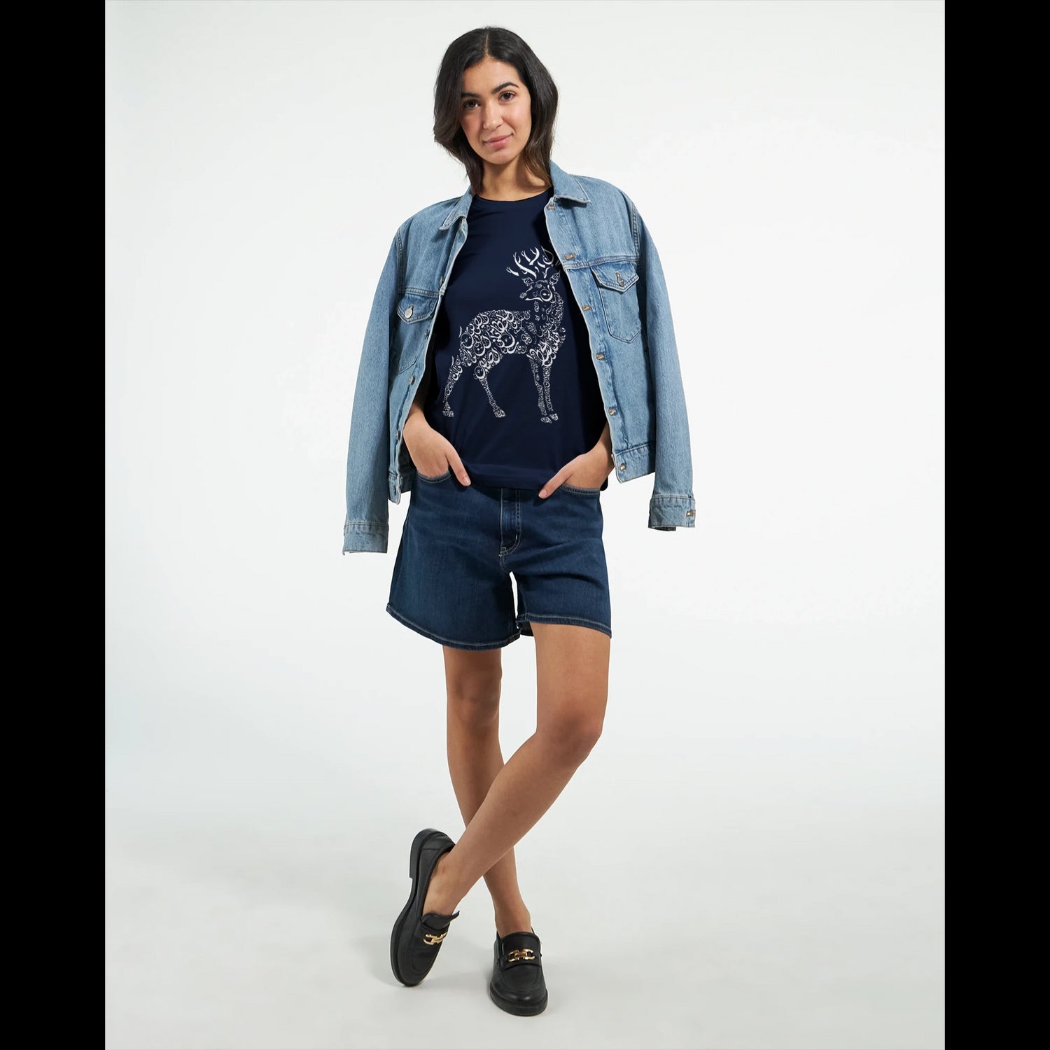 Premium Arabic calligraphy t-shirt with detailed deer artwork printed on 100 percent Airlume combed cotton. Ideal for print-on-demand fashion, urban streetwear lovers, and those seeking bold cultural expression in everyday apparel.