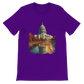 Team purple streetwear t-shirt with animated White House graphic. Premium cotton travel tee featuring Washington DC landmark art for global-minded, fashion-forward wearers.