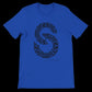 True royal blue unisex t-shirt featuring a modern Arabic calligraphy design. Scripted strength print on ultra-soft premium cotton for exceptional DTG print results. A standout piece in artistic fashion and personalized streetwear collections.