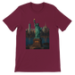 Maroon Statue of Liberty animated style t-shirt with New York City inspired graphic print. Ideal for street fashion patriotic outfits and global culture lovers.