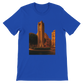 True royal blue Beirut animated landmark t-shirt featuring detailed Solidere Square design printed on eco friendly soft cotton ideal for cultural fashion world travel lovers and urban street style