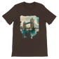 Brown animated Tower Bridge t-shirt with artistic London city print – DTG print-ready tee crafted from premium cotton. A must-have for global culture enthusiasts and modern streetwear outfits.