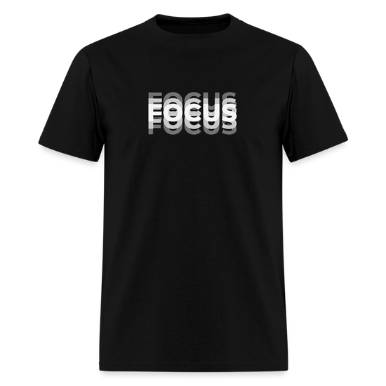 Black Focus Blurry Edition T-Shirt with stacked text design.
