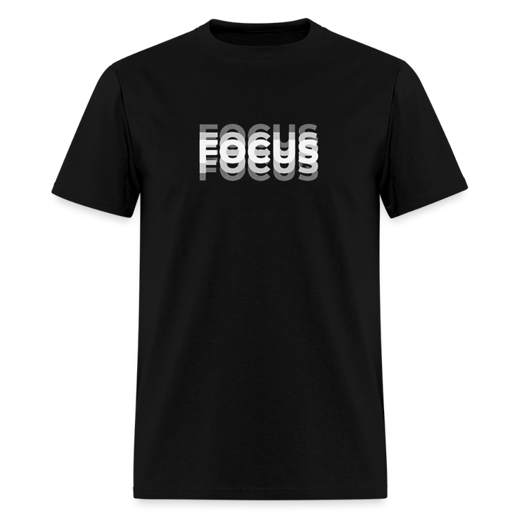 Black Focus Blurry Edition T-Shirt with stacked text design.