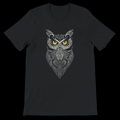 Black unisex t-shirt featuring modern Arabic calligraphy design in a bold Guardian of the Night style. Crafted from soft Airlume cotton for premium feel and lasting comfort. This breathable, eco-friendly DTG printing tee blends traditional Islamic art with streetwear fashion. A statement piece perfect for casual outfits, cultural pride, and minimalist graphic lovers. Ideal for print-on-demand fashion collections and urban apparel aesthetics.