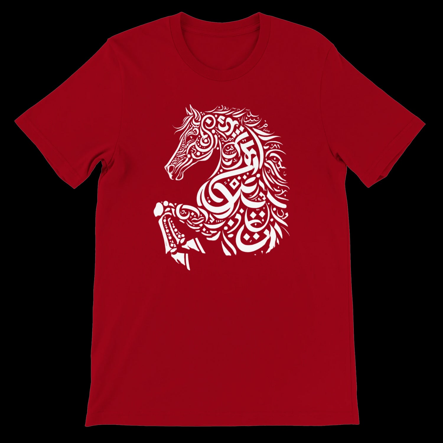 Red calligraphy graphic t-shirt featuring an expressive script print inspired by cultural strength and heritage. Made from eco-friendly ring-spun cotton, this bold and breathable tee is tailored for fashion-forward individuals who love statement streetwear.