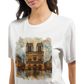 Stylish Paris Notre Dame Cathedral travel t shirt with unique animated illustration. High quality DTG printed unisex tee for streetwear, global culture fashion, and modern casual wear.