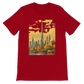 Red Burj Khalifa Dubai animated landmark t shirt with modern cityscape design for travel enthusiasts skyline fans and street style wearers comfortable cotton unisex tee perfect for urban culture lovers and print on demand fashion collections