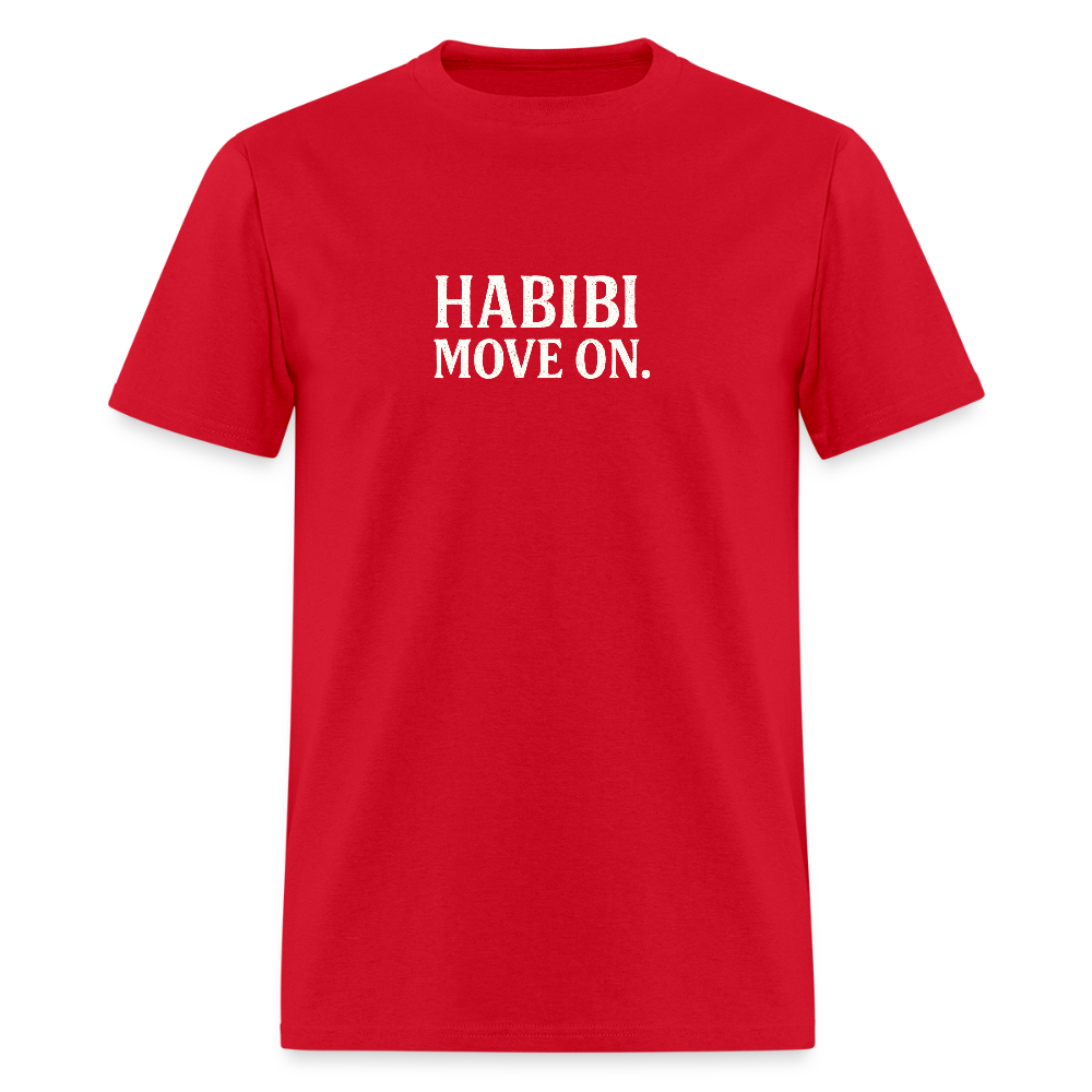 Red Habibi, Move on T-shirt with double-stitched seams.