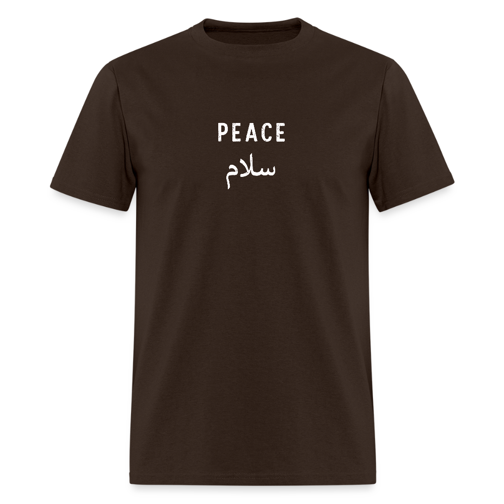 Brown Peace T-shirt with a simple, comfortable design.