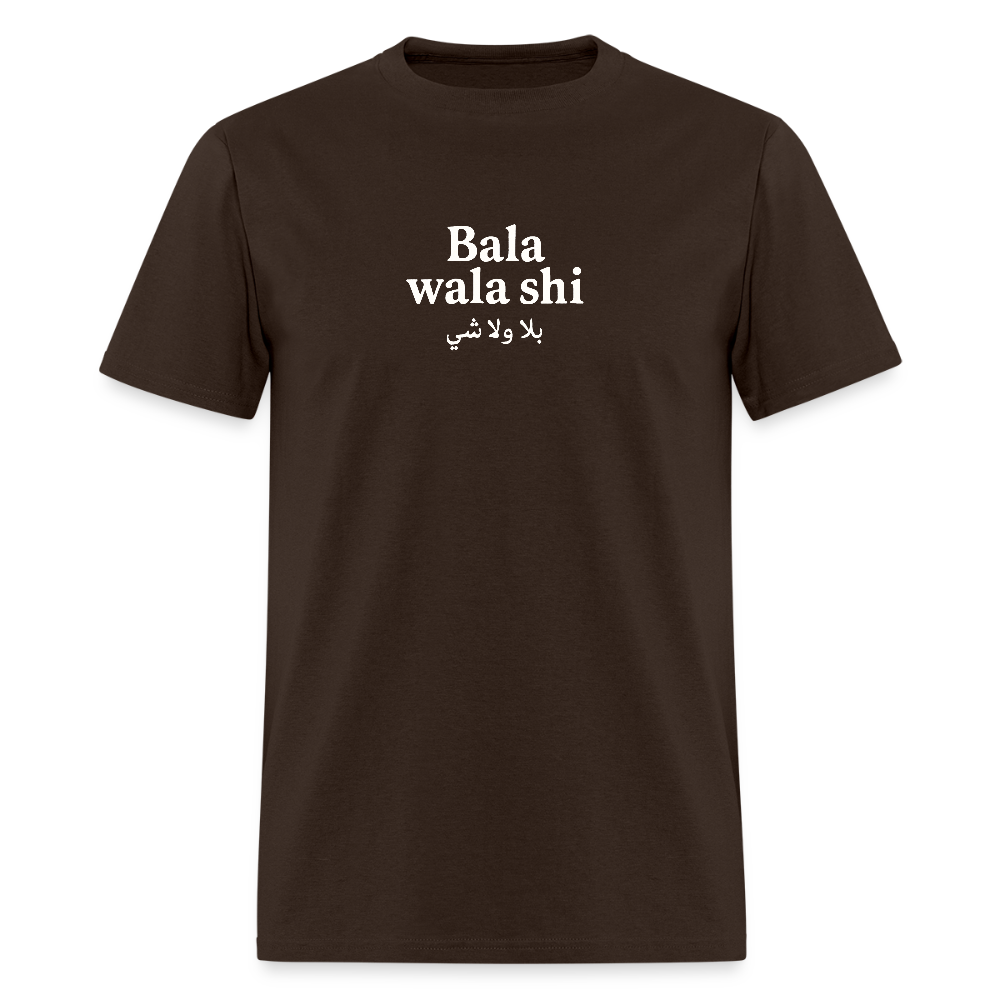 Brown Bala Wala Shi T-shirt, relaxed and durable style.