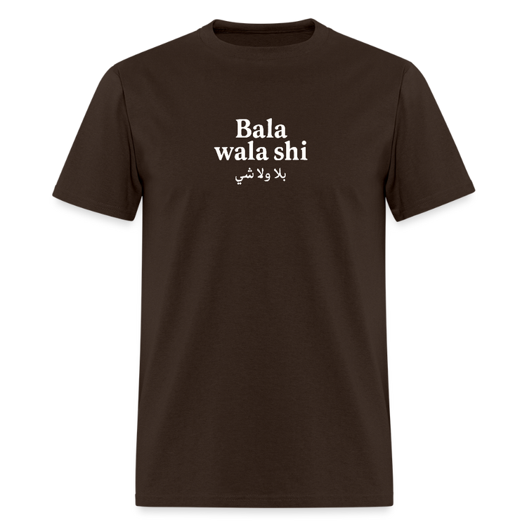 Brown Bala Wala Shi T-shirt, relaxed and durable style.
