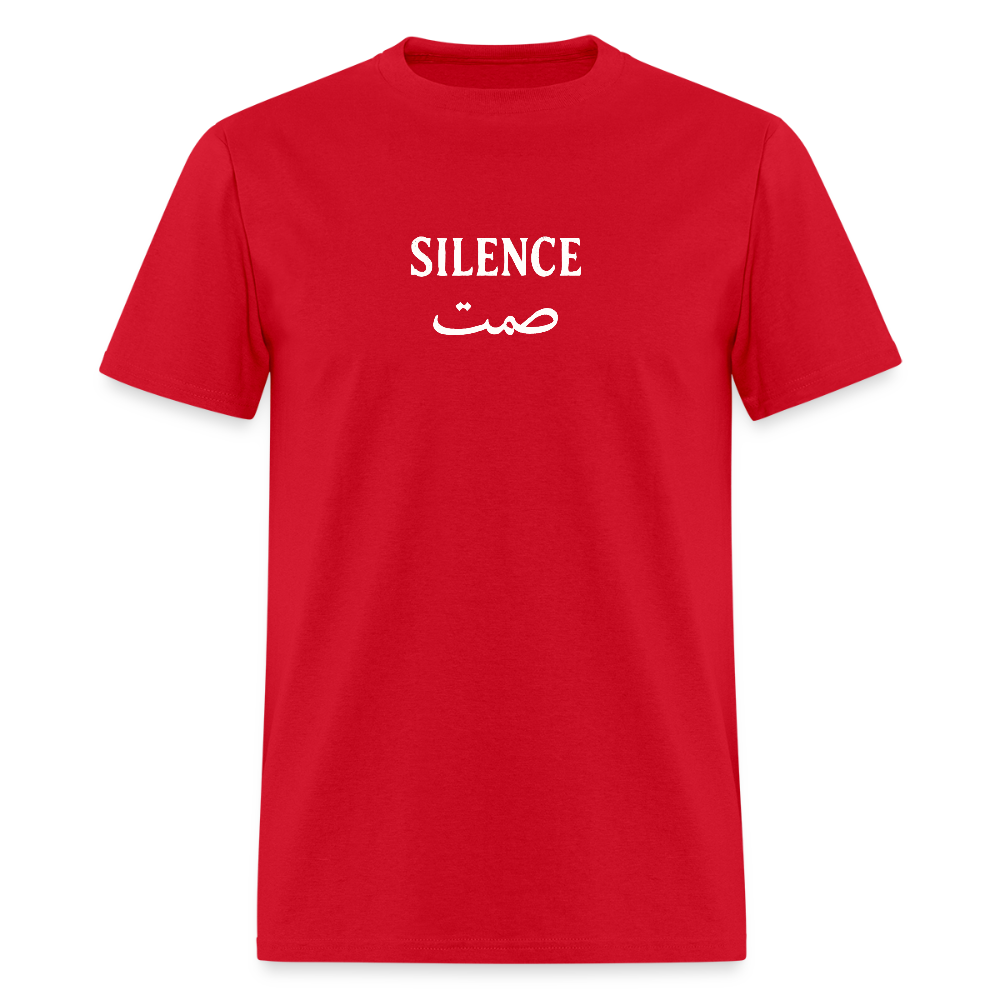 Red Silence T-shirt, a statement piece with a comfortable fit.