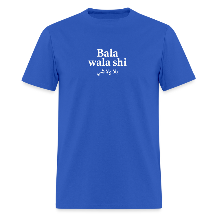 Royal blue Bala Wala Shi T-shirt, double-stitched seams.