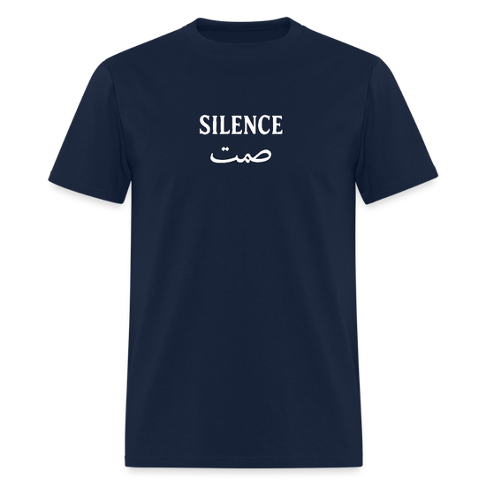 Navy blue Silence T-shirt, featuring a comfortable and stylish design.
