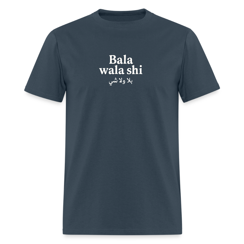 Blue dusk Bala Wala Shi T-shirt, 100% pre-shrunk cotton.
