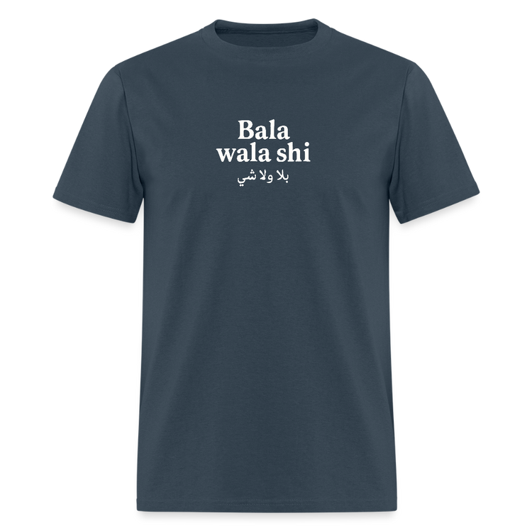 Blue dusk Bala Wala Shi T-shirt, 100% pre-shrunk cotton.