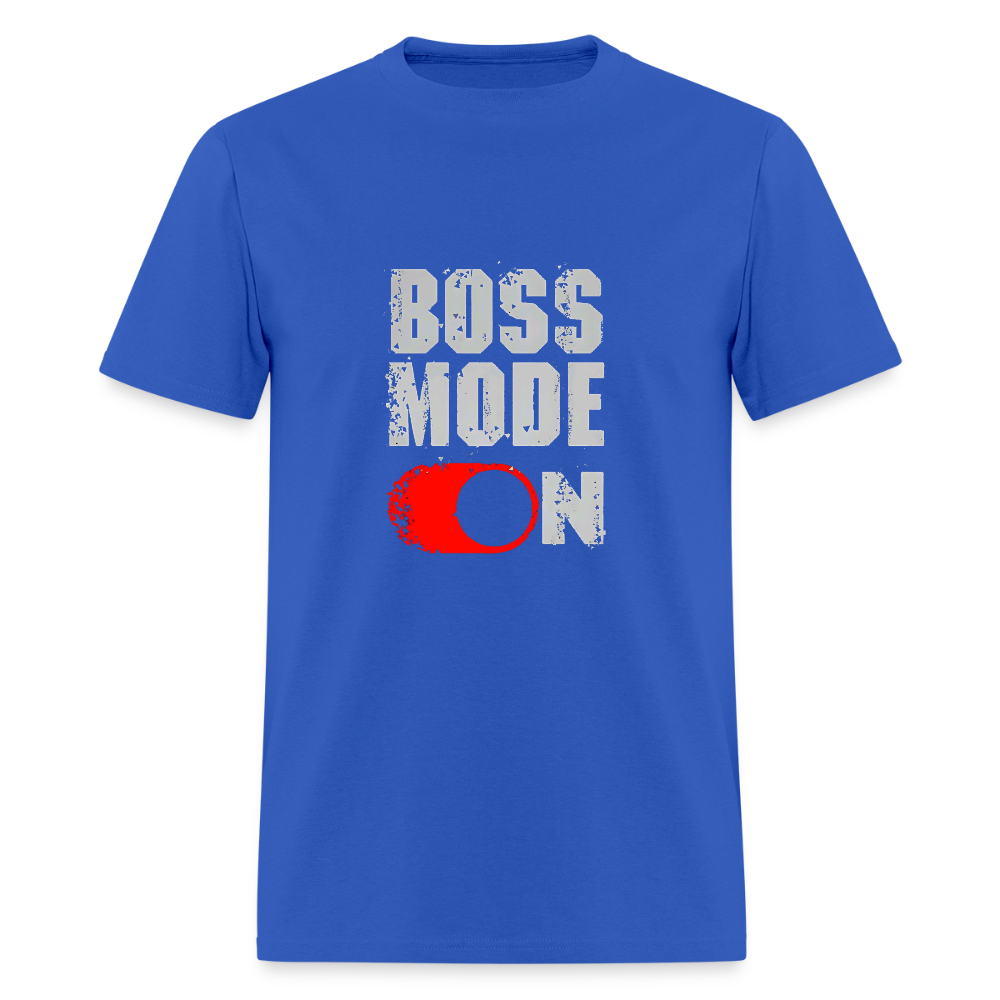Royal blue Boss Mode On t-shirt, mid-weight cotton.