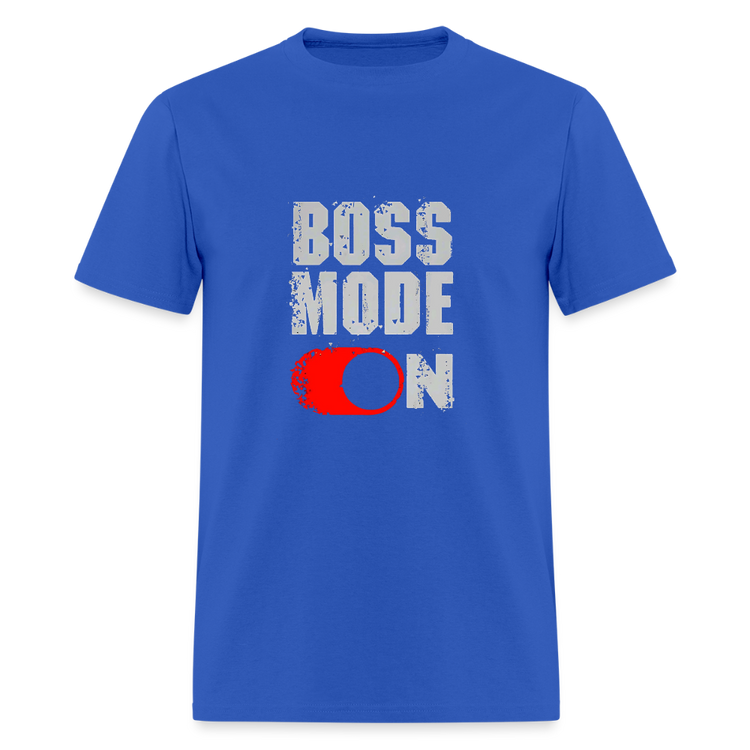 Royal blue Boss Mode On t-shirt, mid-weight cotton.