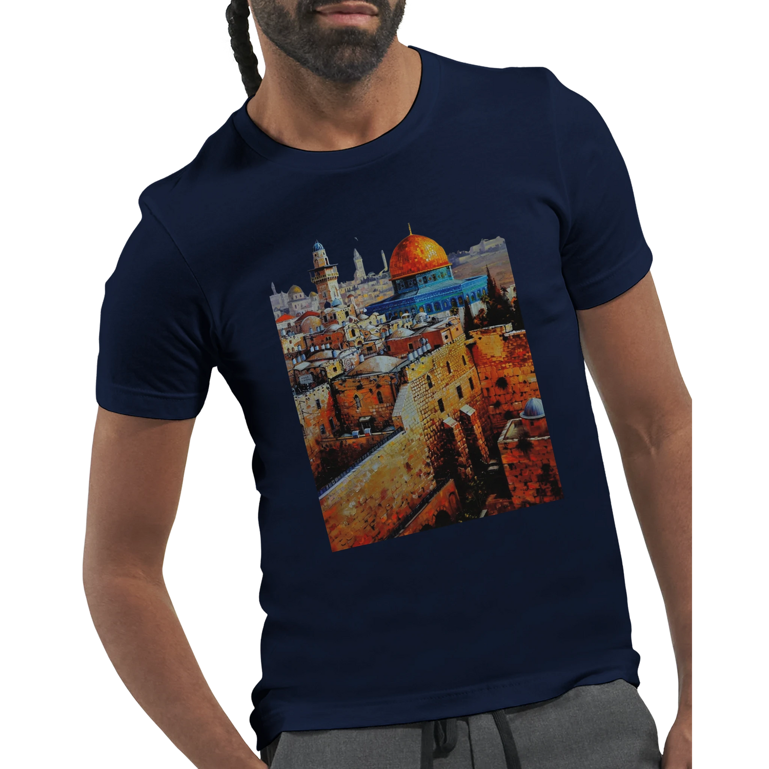 Al Aqsa Mosque animated landmark T-shirt featuring vibrant artistic mosque design on premium cotton. Unisex travel and culture tee perfect for world heritage lovers street style outfits and Islamic architecture fans.