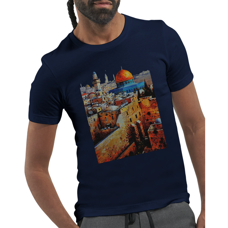 Al Aqsa Mosque animated landmark T-shirt featuring vibrant artistic mosque design on premium cotton. Unisex travel and culture tee perfect for world heritage lovers street style outfits and Islamic architecture fans.