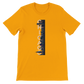 Gold Chicago City Graphic T Shirt with bold animated skyline design stylish cotton streetwear top for travelers Chicago fans and cultural landmark apparel collectors
