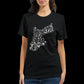 Black t-shirt with modern Arabic typography featuring the map of Jordan in artistic script. Perfect for fans of calligraphy fashion Islamic streetwear and premium unisex cotton tees designed for cultural pride and expressive identity.
