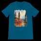 Deep Teal Big Ben shirt with red double-decker buses and UK skyline.