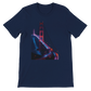 Navy Golden Gate Bridge animated style graphic shirt with landmark illustration for urban style lovers and travelers. Comfortable cotton tee perfect for casual wear vacation outfits and global culture fashion.
