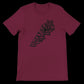 Maroon shirt with a black Arabic calligraphy map of Lebanon.