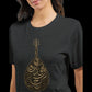 Modern black t-shirt with Arabic calligraphy print showcasing elegant hand-drawn script. Ideal for streetwear outfits, creative wardrobe styling, and those seeking meaningful fashion inspired by heritage.