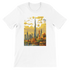 White Burj Khalifa Dubai animated style t shirt featuring vibrant illustration of the world’s tallest skyscraper in a modern artistic design perfect for travel lovers cityscape enthusiasts and streetwear fashion fans made from premium soft cotton for comfort and durability suitable for print on demand collectors and urban style wearers