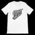 White Syria map calligraphy t-shirt featuring intricate Arabic artwork printed on premium soft cotton. Unisex fit DTG printed tee perfect for cultural fashion, heritage streetwear, and minimalist style. Eco friendly modern art shirt.