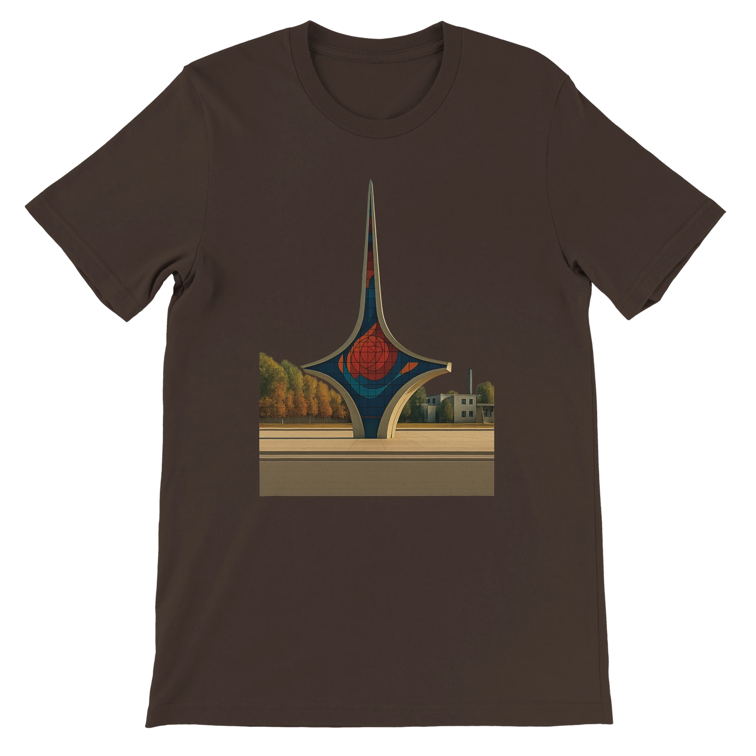Brown Umawyeen Damascus Sword Animated Style T Shirt with artistic Damascus sword animated print premium unisex cotton tee for cultural travelers streetwear fashion lovers and heritage art enthusiasts