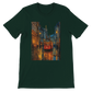 Forest green premium cotton t-shirt with animated Istanbul Taksim Street art perfect for streetwear fashion global landmark apparel lovers and travel inspired unisex clothing collections