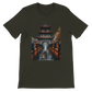 Dark olive green Ancient Chinese Mega Bridge animated style graphic t-shirt showcasing detailed Asian landmark artwork DTG printed on soft eco friendly cotton perfect for world culture enthusiasts global streetwear lovers and casual fashion