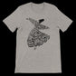 Heather Dust unisex t-shirt with whirling dervish inspired Arabic calligraphy crafted from soft cotton featuring a side-seamed tailored fit for modern expressive street style and artistic fashion collections