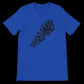 Royal blue shirt with a black Arabic calligraphy map of Lebanon.