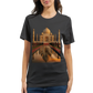 Artistic Taj Mahal illustration t-shirt in animated style printed on eco-friendly cotton. Perfect for art lovers, architecture enthusiasts, and fans of creative landmark designs in modern streetwear fashion.
