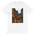 White unisex premium t-shirt featuring animated Taksim Street in Istanbul Turkey graphic print with vibrant cityscape design made from soft 100 percent cotton ideal for streetwear fashion travel lovers and world landmark apparel collectors