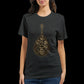 Arabic art-inspired black cotton t-shirt for creative minds and cultural expression. Lightweight and breathable fabric tailored for custom printing, personal style statements, and print-on-demand apparel trends.