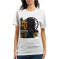 Heritage inspired cotton t shirt featuring colorful artistic print of Hama Waterwheels Syria perfect for streetwear collections and casual travel outfits