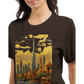 Animated Dubai Burj Khalifa landmark cotton t shirt with vibrant travel inspired design for globetrotters cityscape fans and modern streetwear culture soft breathable premium tee perfect for casual outfits and urban fashion lovers