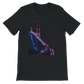 Black Golden Gate Bridge animated style t shirt with vibrant city landmark illustration for urban fashion and travel inspired outfits. Premium cotton shirt perfect for everyday wear street style and global culture apparel.