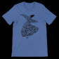 Columbia Blue Arabic calligraphy tee featuring the Whirling Dance motif printed on ultra-soft eco-conscious fabric ideal for dancers artists and modern wearers seeking culturally inspired fashion pieces