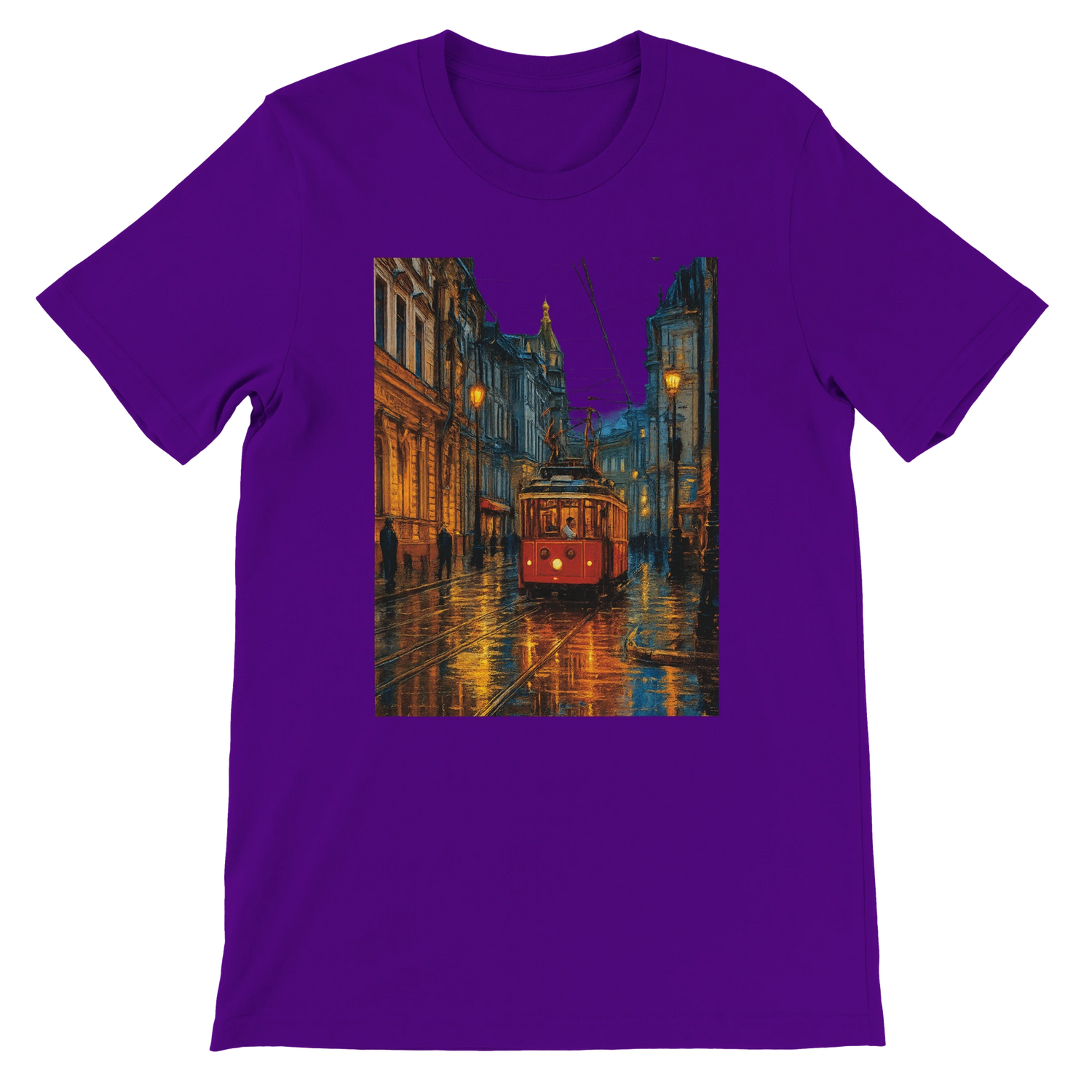 Team purple premium cotton t-shirt with bold animated Istanbul Taksim Street travel art perfect for unique streetwear global landmark fans and unisex premium fashion for travelers