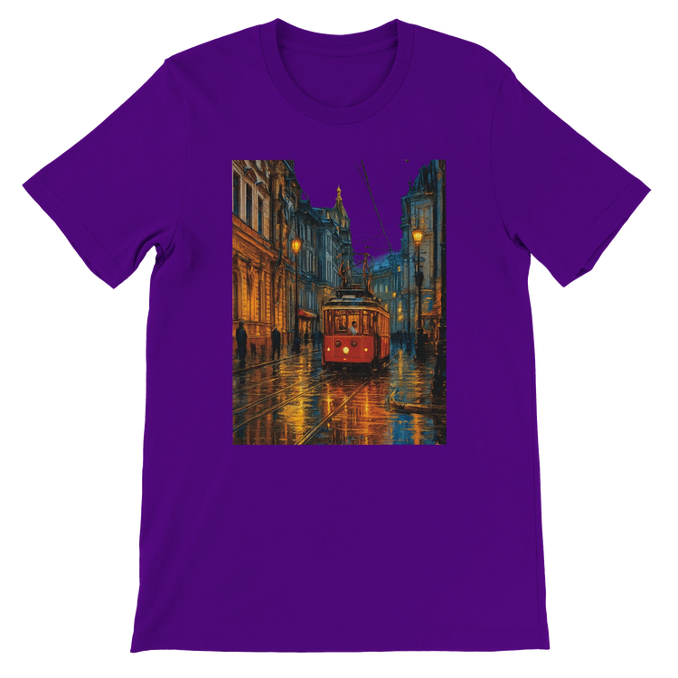 Team purple premium cotton t-shirt with bold animated Istanbul Taksim Street travel art perfect for unique streetwear global landmark fans and unisex premium fashion for travelers