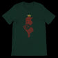 Forest green Tunisia calligraphy map tee made from premium ring-spun cotton. Artistic Arabic letterform design perfect for cultural pride, identity expression, and street fashion. Eco-conscious DTG print-ready shirt with tailored unisex fit and soft texture.